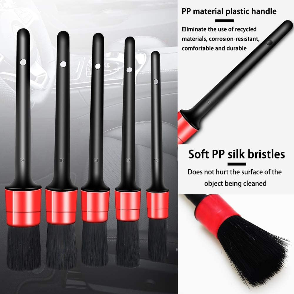 10PCS  Car Auto Detailing Brush Set, Auto Detailing Brushes Cleaner Car Detailing Brushes Exterior, Car Interior Brush for Detailing Cars Automotive Interior, Wheels, Exterior, Leather