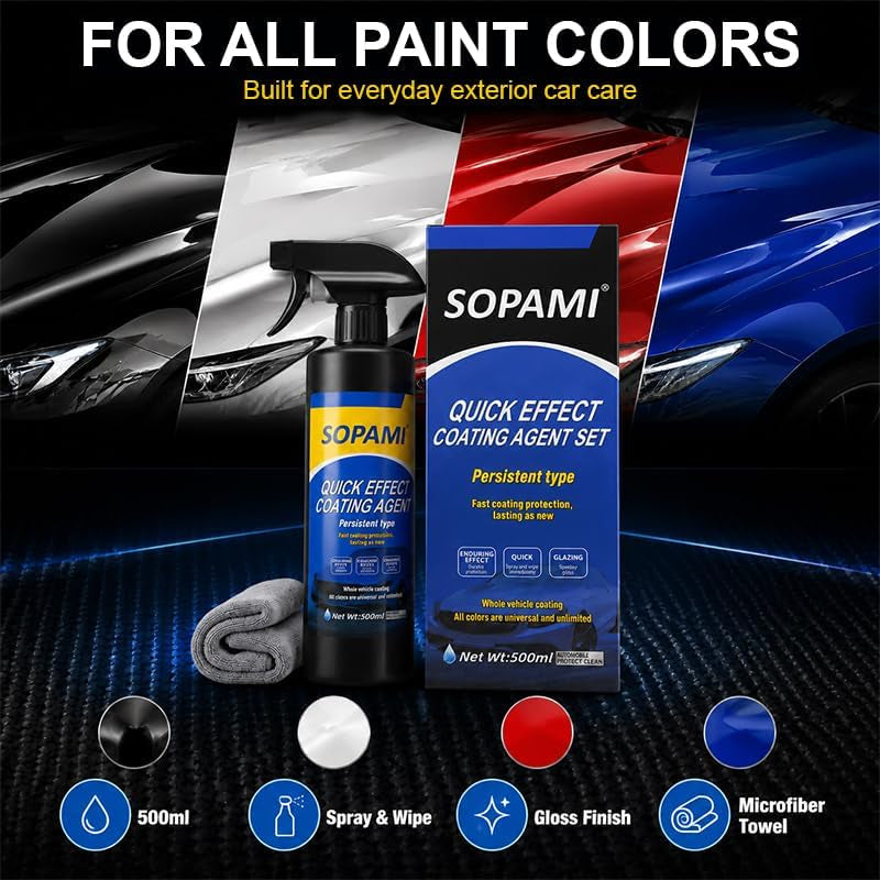 Ceramic Paint Sealant, Ceramic Coating Maximum Gloss | Shine Ceramic Wax, Car Coating Spray Extremely Hydrophobic Ceramic Spray Coating for Cars, Rvs, Motorcycles, Boats, and Atvs