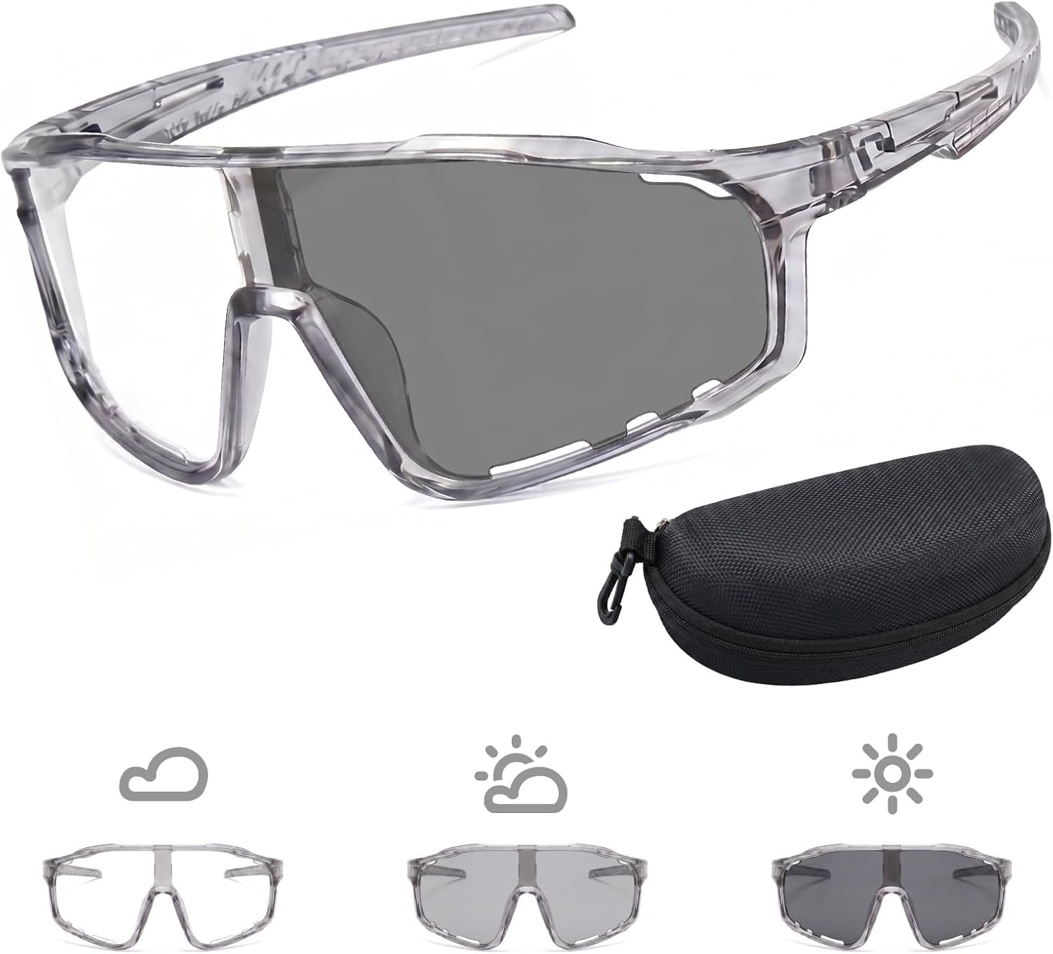 2026 New Photochromic Cycling Sunglasses-Uv400 Protection Safety Transition Glasse for Sports & Work