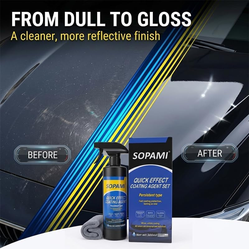 Ceramic Paint Sealant, Ceramic Coating Maximum Gloss | Shine Ceramic Wax, Car Coating Spray Extremely Hydrophobic Ceramic Spray Coating for Cars, Rvs, Motorcycles, Boats, and Atvs