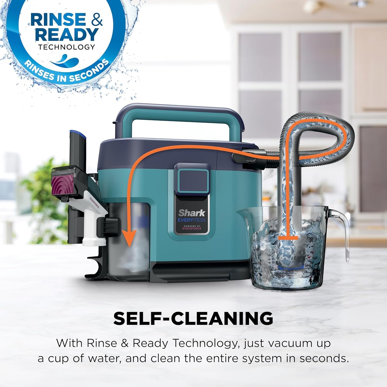 Shark Everymess™ | Ultra-Powerful 3-In-1 Wet Vac, Dry Vac, & Stain Eliminator | Stainforce Technology, Perfect for Homes, Pets, and Cars | 3 Accessories and Cleaning Solution | Blue | VX102BRN