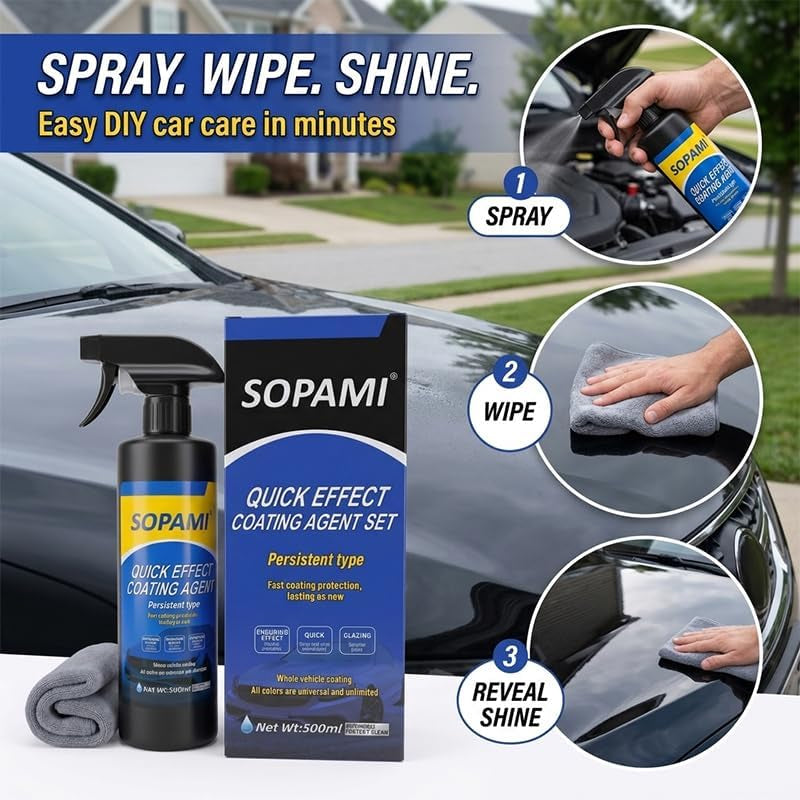 Ceramic Paint Sealant, Ceramic Coating Maximum Gloss | Shine Ceramic Wax, Car Coating Spray Extremely Hydrophobic Ceramic Spray Coating for Cars, Rvs, Motorcycles, Boats, and Atvs