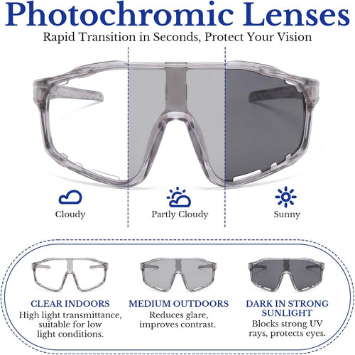 2026 New Photochromic Cycling Sunglasses-Uv400 Protection Safety Transition Glasse for Sports & Work