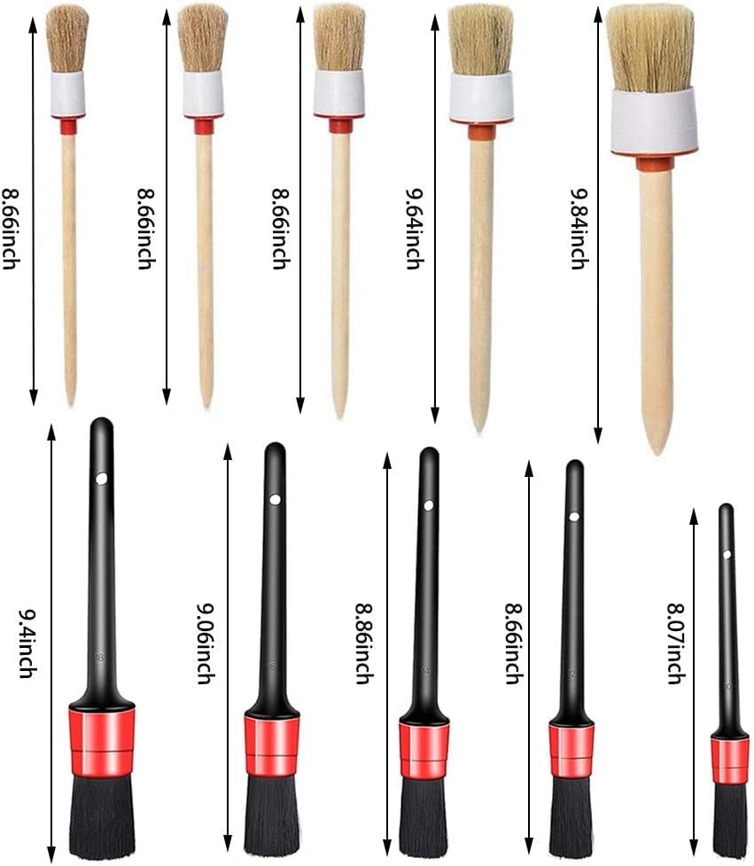 10PCS  Car Auto Detailing Brush Set, Auto Detailing Brushes Cleaner Car Detailing Brushes Exterior, Car Interior Brush for Detailing Cars Automotive Interior, Wheels, Exterior, Leather