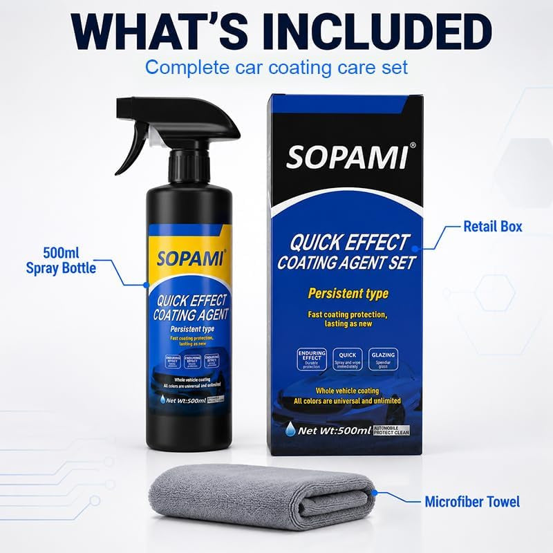 Ceramic Paint Sealant, Ceramic Coating Maximum Gloss | Shine Ceramic Wax, Car Coating Spray Extremely Hydrophobic Ceramic Spray Coating for Cars, Rvs, Motorcycles, Boats, and Atvs