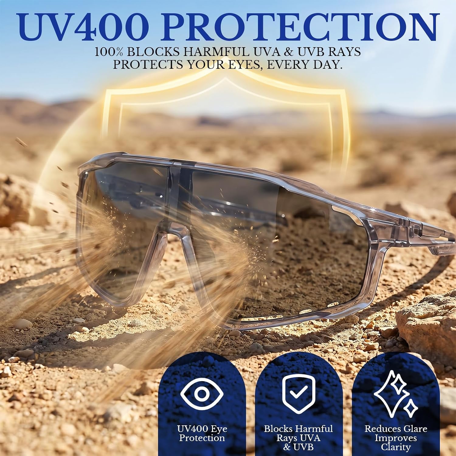 2026 New Photochromic Cycling Sunglasses-Uv400 Protection Safety Transition Glasse for Sports & Work
