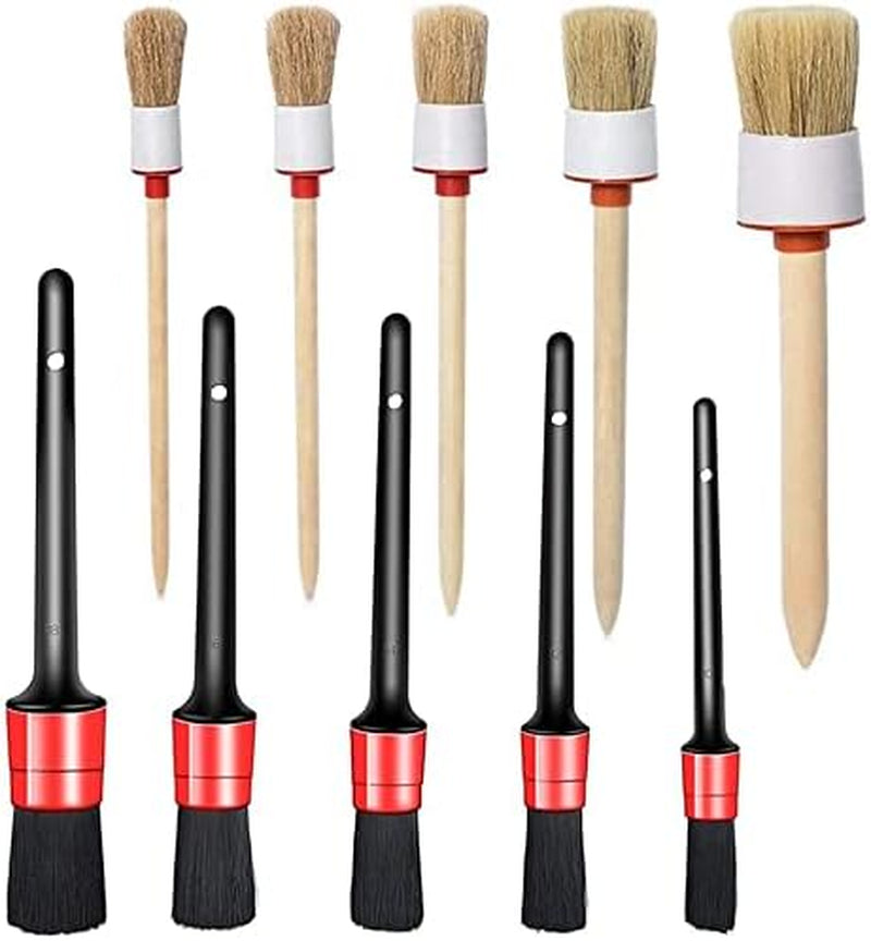 10PCS  Car Auto Detailing Brush Set, Auto Detailing Brushes Cleaner Car Detailing Brushes Exterior, Car Interior Brush for Detailing Cars Automotive Interior, Wheels, Exterior, Leather